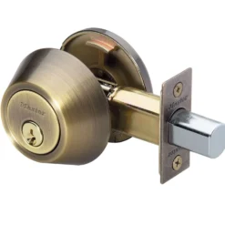 Single Cylinder Deadbolt; Antique Brass