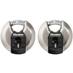 Stainless Steel Discus Padlock with Shrouded Shackle 2-3/4 in Wide