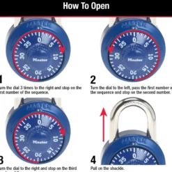 Standard Dial Combination Lock Locker Lock, Assorted Colors, 1-9/16 in Wide, 2-Pack
