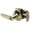 Straight Style Lever Bed and Bath Door Knob; Polished Brass