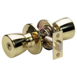 Tulip Style Bed and Bath Door Knob; Polished Brass