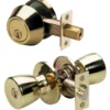 Tulip Style Knob Entry Door Lock with Single Cylinder Deadbolt; Combo Pack; Polished Brass, WK2