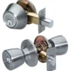 Tulip Style Knob Entry Door Lock with Single Cylinder Deadbolt; Combo Pack; Satin Nickel
