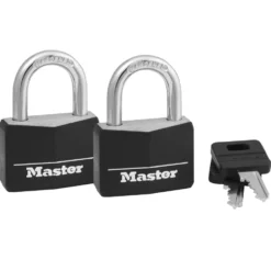 Vinyl-Covered Solid Body Padlock, 1-9/16 in Wide, 2-Pack