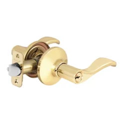 Wave Lever Style Entry Door Lock; Polished Brass, WR3/5