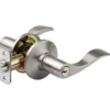 Wave Style Lever Entry Door Lock; Satin Nickel