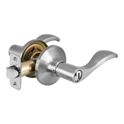 Wave Style Lever Privacy Door Knob; Satin Nickel