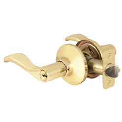 Wave Style Lever Storeroom Lock; Polished Brass, KW1